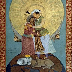 DREAM OF JAHANGIR. In the dream of Moghul Emperor Jahangir (right), he is embraced