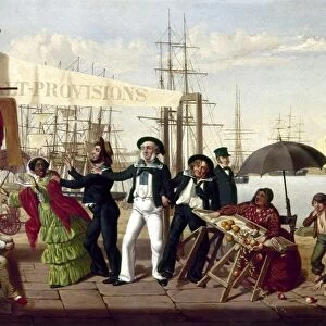 DRUNKEN SAILORS, 1857. After a Long Cruise (Salts Ashore). Oil on canvas by John Carlin
