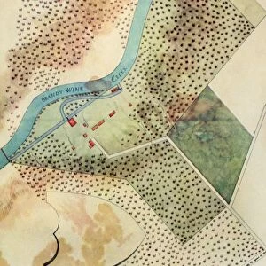 DUPONT POWDER MILLS, 1802. The initial plan for the Dupont powder mills on the Brandywine Creek