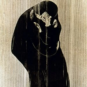 EDVARD MUNCH: THE KISS. Woodcut, 1897-98, by Edvard Munch