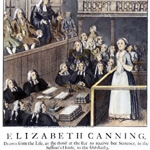 ELIZABETH CANNING (1735-1773). English indentured servant in America. Convicted of perjury