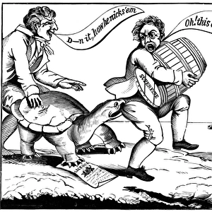 EMBARGO CARTOON, 1811. Ograbme, or the American Snapping-Turtle. American cartoon, 1811, by Alexander Anderson on the Embargo of trade with England that year