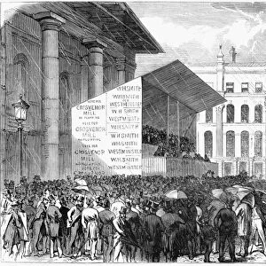ENGLAND: ELECTION, 1865. Westminster election: The nomination in Covent-Garden
