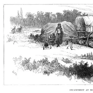 ENGLAND: GYPSY CAMP, 1880. Gypsy encampment at Mitcham Common, near London, England