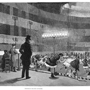 ENGLAND: PANTOMIME, 1881. Rehearsing for the Pantomime, a Christmas tradition