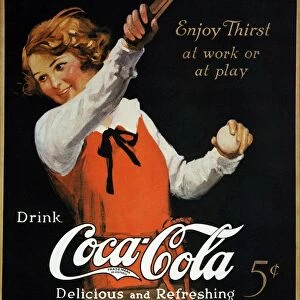 Enjoy Thirst at Work or at Play. Advertisement for Coca-Cola from an American magazine of 1923