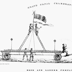ERIE CANAL: OPENING, 1825. A hook and ladder company in the Grand Canal Celebration in New York