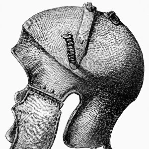 ETRUSCAN HELMETS. Ancient Etruscan helmet. Etching