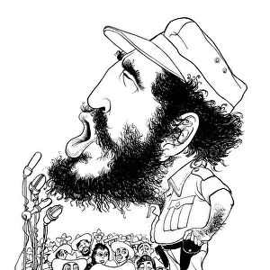 FIDEL CASTRO (1926-2016). Cuban revolutionary leader. Caricature by Edmund Valtman