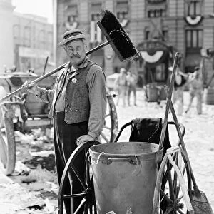 FILM STILL: STREET CLEANER. Alan Hale as a street cleaner in an unidentified silent film still