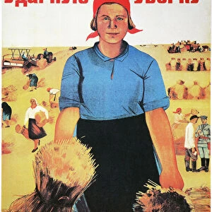 Give first priority to gathering the Soviet harvest! : Russian Soviet poster, 1934, by Maria Voron