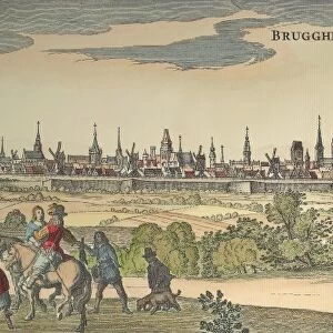 FLANDERS: BRUGES, 1720. The walled city of Bruges in present day Belgium. Copper engraving by Petrus Schenk, 1720