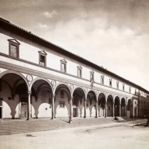 FLORENCE: ORPHANAGE. View of the loggia of the Ospedale degli Innocenti, an orphanage in Florence
