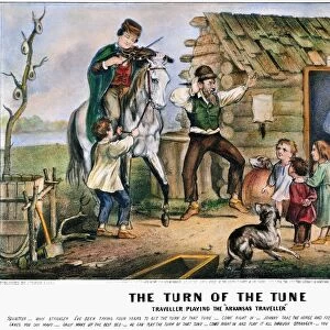 FOLK TRADITION, 1870. The Turn of the Tune. Lithograph, 1870, by Currier & Ives on the celebrated American folk dialogue and fiddle tune