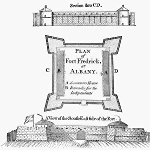 Fort Frederick at Albany, New York. Line engraving, 1763