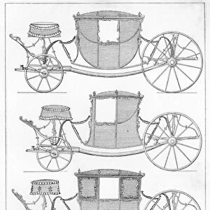 FRANCE: CARRIAGES, c1740. Examples of carriages and coaches in France, c1740. Engraving