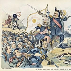 FREE SILVER CARTOON, 1896. No Party Lines When The National Honor Is In Peril