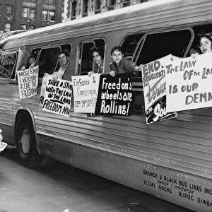 FREEDOM RIDERS, 1961. Civil rights activists en route from New York to Washington, D