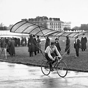 The French flying bicycle, Aviette. Photograph, c1900