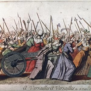 FRENCH REVOLUTION, 1789. Parisian women marching to Versailles, 5 October, 1789. Contemporary French engraving