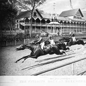 The Futurity Race at Sheepshead Bay, Brooklyn, New York. Lithograph, 1889, by Currier and Ives