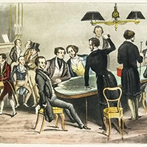GAMBLING: LONDON, 1843. Play at Crockfords Club, London, 1843. Count D Orsay calling a main