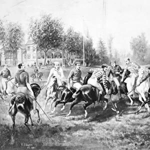 A game at the Jerome Park grounds of the Polo Club of New York. Painting, 1877, by Henry C. Bispham