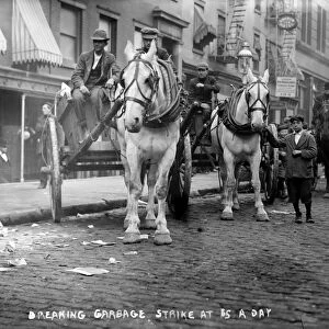 GARBAGE STRIKE, 1911. Strikebreakers at work during a garbage strike in New York City