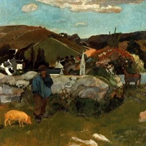 GAUGUIN: SWINEHERD, 1888. Paul Gauguin: The Swineherd, Brittany. Oil on canvas, 1888