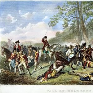 GENERAL BRADDOCK: DEATH. The death and defeat of General Edward Braddock on his
