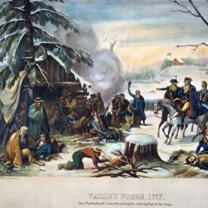 General Washington and Lafayette at Valley Forge, 1777: colored lithograph, 19th century