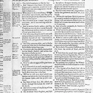 GENEVA BIBLE, 1560. A page from the Geneva Bible of 1560 showing Luke, chapter 11
