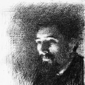 GEORGES SEURAT (1859-1891). French painter. Charcoal, 1883, by Ernest Laurent