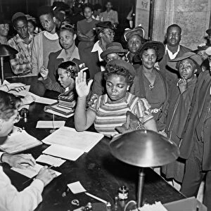 GEORGIA: VOTING, 1944. African-Americans waiting to register to vote for the Democratic