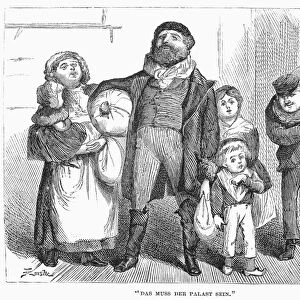 GERMAN IMMIGRANTS, 1871. German immigrants newly arrived at Castle Garden, New York City. Wood engraving, 1871