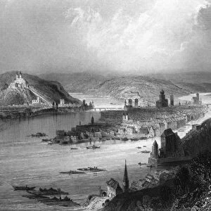 GERMANY: PASSAU. A view of Passau at the confluence of the Inn and Danube Rivers in Bavaria, Germany. Steel engraving, English, 1844, after William Henry Bartlett