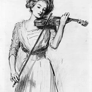 GIBSON: VIOLINIST, c1910. Sweetest story ever told. Pen and ink drawing by Charles Dana Gibson
