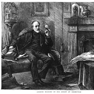GIUSEPPE MAZZINI (1805-1872). Italian patriot. Mazzini in his study at Brompton, London