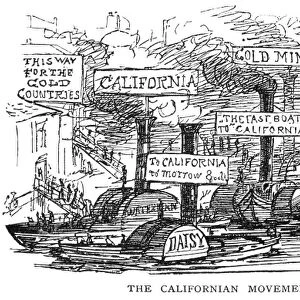 GOLD RUSH CARTOON, 1849. The California Movement