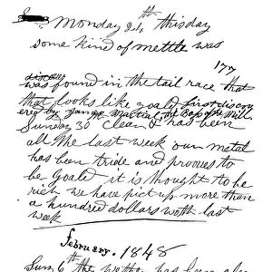 GOLD RUSH: DIARY, 1848. Diary entry by gold prospector Henry Bigler in California