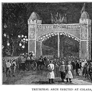 GOLDEN JUBILEE, 1887. A triumphal arch erected at Colaba, Bombay, India, in honor