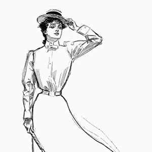 A golf-playing Gibson girl. Pen and ink drawing, 1899, by Charles Dana Gibson