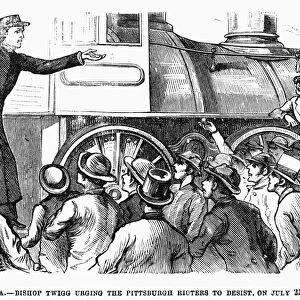 GREAT RAILROAD STRIKE, 1877. Bishop Twigg Urging the Pittsburgh Riotors to Desist, on July 23rd. Wood engraving from a contemporary American newspaper