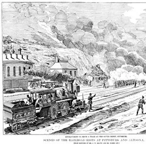 GREAT RAILROAD STRIKE, 1877. Endeavoring to move a train at the outer depot, Pittsburgh