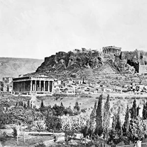 GREECE: ACROPOLIS. View of the Acropolis and the Temple of Theseus in Athens, Greece