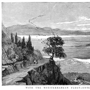 GREECE: CORFU, 1885. A view of Corfu harbor on the Greek island of Corfu. Wood engraving