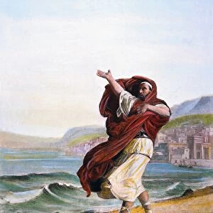 Greek statesman. Practicing his oratory by the seashore. After a painting by Jules Lecomte du Nouy