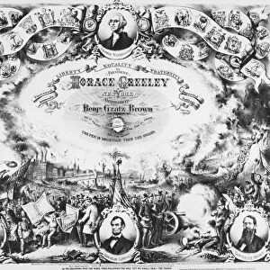 GREELEY: ELECTION OF 1872. Campaign poster for Democratic presidential nominee Horace Greeley, and his running mate Benjamin Gratz Brown