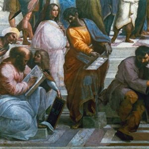Group with Pythagoras and Heraclitus. Detail from The School of Athens by Raphael, fresco, 1509-10