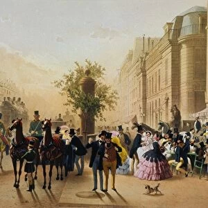GUERARD: CAFE TORTONI, 1856. The Cafe Tortoni and the Cafe de Paris in Paris, France. Oil painting by Eugene von Guerard, 1856
